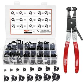 100Pcs 6-25mm Spring Band Hose Clamp Assortment Kit with Pliers Vacuum Hose Water Pipe Clamp in Kuwait