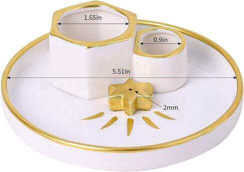 Incense Holder Burner, Ceramic Incense Holder for Palo Santo Sage Cedar Bundles Incense Sticks and Candle, Smudge Dish for Meditation Yoga, Modern Home Decor (Gold-Moon1) in Saudi Arabia