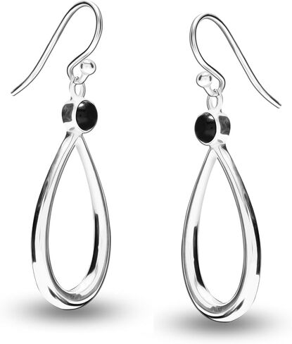 Lecalla 925 Sterling Silver Jewelry Gemstone Gemstone Teardrop Draind arocrings for Women (Round 4mm) in Saudi Arabia
