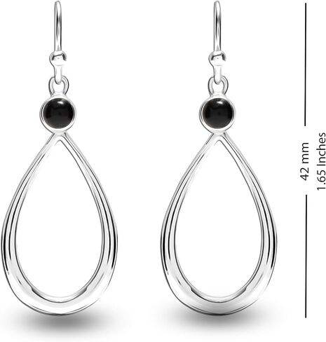 Lecalla 925 Sterling Silver Jewelry Gemstone Gemstone Teardrop Draind arocrings for Women (Round 4mm) in Saudi Arabia