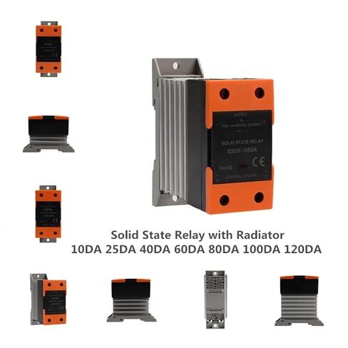 1Pcs Solid State Relay with Radiator SSR 10DA 25DA 40DA DC Control AC Single Phase SSR Din Rail Mount Single Phase(DC to AC,100A) in Saudi Arabia
