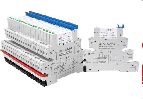 20pcs Slim Relay HF41F 5V 12V 24V DIN Rail Relay مع LED 6A SSR 41F-5-ZS 41F-12-ZS 41F-24-ZS (20pcs 12v) in Saudi Arabia