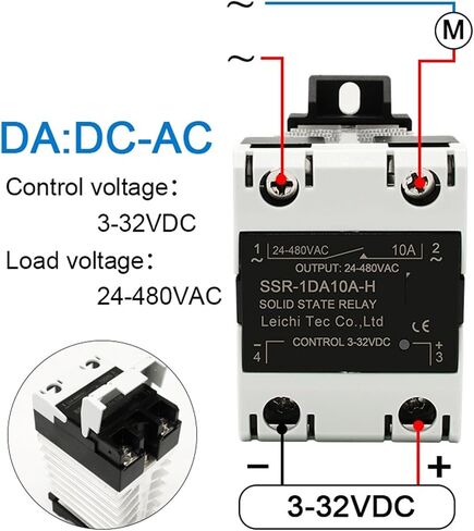 SSR Solid State Relay 24-480VAC Heat Sink Single Phase DIN Rail Mounted 10A 25A 40A 60A 80A 100A 120A DA AA DD 1Pcs(DC Control AC,40A) in Saudi Arabia