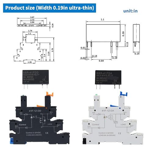 10pcs Slim Relay SSR DIN DIN NONTACT DIN TERMINAL MELOATE DC DC TO AC DC إلى DC LED 6A SSR-41FDA SSR-41FDD (10pcs SSR-41FDA) in Kuwait