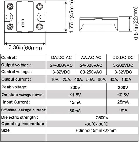 1PCS SSR Solid State Relay 10A 25A 40A 50A 60A 80A 100A DC TO AC TO AC DC to DC تحكم في المرحلة الواحدة من التتابع غير الاتصال (AC-AC ، 1PCS SSR 80A) in Saudi Arabia
