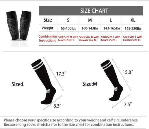 Soccer Shin Guards and Long Soccer Socks Set Protective Soccer Shin Pads Sleeves Equipment Football Gear for Kid Older Than 10 Years and Adult in Saudi Arabia
