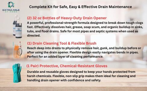 اثنين من مجموعة فتحات تصريف الحزمة ، 32 أوقية زجاجات مع أدوات التنظيف وقفازات السلامة in Kuwait