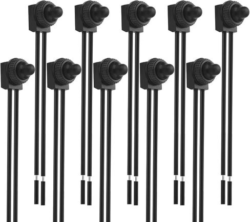 LinkStyle 10pcs مفتاح الضغط على زر مضاد للماء ، 12 فولت SPST مفتاح الإضاءة/إيقاف ، مع خطوط 4.5 '' لشاحنة سيارة RV للدراجات النارية ، الأسود in Saudi Arabia