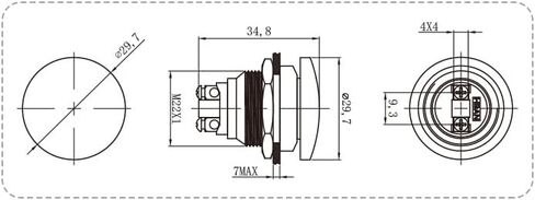 16-22MM Mushroom Head Push Button Switch, Momentary Waterproof IP65 Metal Start Button- 1NO Press ON Release Off Mouting Domed Screw Terminal SPST 5A 250V (22mm, Green) in Saudi Arabia
