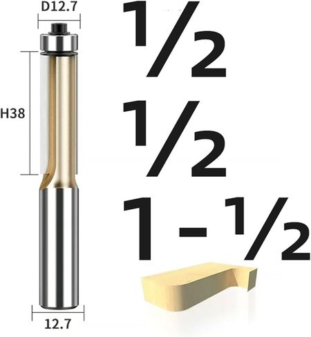 Router Bit Bearing Spiral Straight Flush Trimming Tool Woodworking 1/2 1/4 Diameter Carbide Side Milling 1Pcs ( Size : 1-2x19Dx85L ) in Saudi Arabia