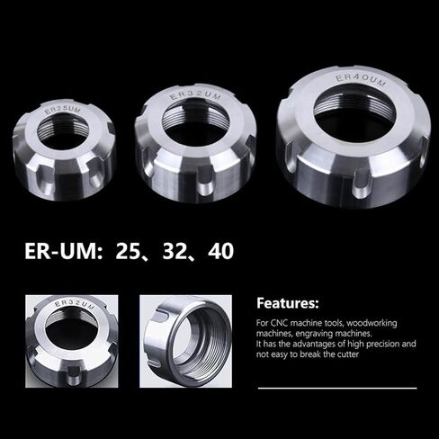 ER8/ER11/ER16/ER20/ER25/ER32/ER40 A/M/UM TYPE ER COLLET Chuck Nut للمخرطة 1PCs (الحجم: ER32-AUM) in Saudi Arabia