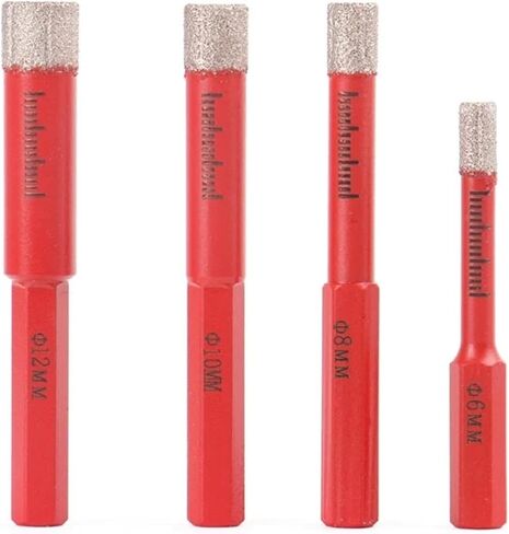 6/8/10/12mm Vaccum Brazed Diamond Dry Drill Bits Hex Shank Hole Saw Cutter for Granite Marble Ceramic Tile Glass(1Set(4Pcs)) in Saudi Arabia