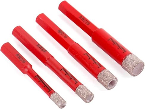 6/8/10/12mm Vaccum Brazed Diamond Dry Drill Bits Hex Shank Hole Saw Cutter for Granite Marble Ceramic Tile Glass(1Set(4Pcs)) in Saudi Arabia