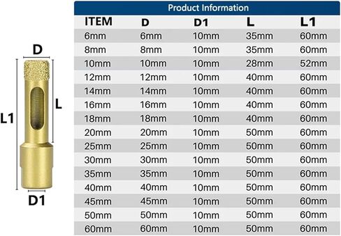 1Pcs 6-60mm M10 Thread Vacuum Diamond Brazed Hole Opener Carbon Steel Angle Grinder for Ceramic Tile Granite Marble Drill Bits(8mm) in Saudi Arabia