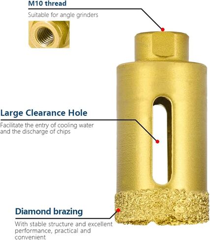1Pcs 6-60mm M10 Thread Vacuum Diamond Brazed Hole Opener Carbon Steel Angle Grinder for Ceramic Tile Granite Marble Drill Bits(8mm) in Saudi Arabia