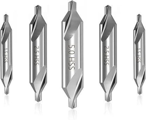 HSS Center Drill Bit Set 1.0/1.5/2.0/2.5/3.5/5mm Countersink Drill Bit 60 Degrees Combined Center Drills for Metal(6pcs Set) in Saudi Arabia