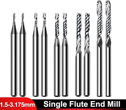 10Pcs Single Flute 3.175mm Shank Spiral Tungsten Steel Router Bits Carbide(2x6mm) in Saudi Arabia