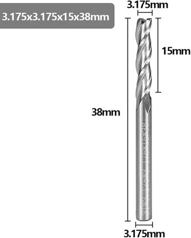 3 Flute Flat 3.175x3.175mm Carbide Engraving Bit for Woodworking Tools 1Pcs(3.175x3.175x8x38) in Saudi Arabia