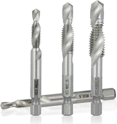 Hex Shank Metric Tap Combined Tap and Drill Firm Flute Hss Thread Thread Scree Thore Thercing Tool M3 M4 M5 M6 M8 M10 M12 1PCS (7pcs) in Saudi Arabia