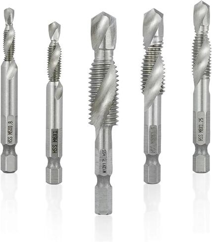 Hex Shank Metric Tap Combined Tap and Drill Firm Flute Hss Thread Thread Scree Thore Thercing Tool M3 M4 M5 M6 M8 M10 M12 1PCS (7pcs) in Saudi Arabia
