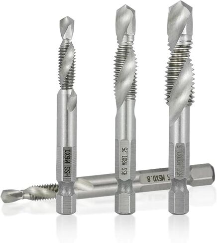 Hex Shank Metric Tap Combined Tap and Drill Firm Flute Hss Thread Thread Scree Thore Thercing Tool M3 M4 M5 M6 M8 M10 M12 1PCS (7pcs) in Saudi Arabia