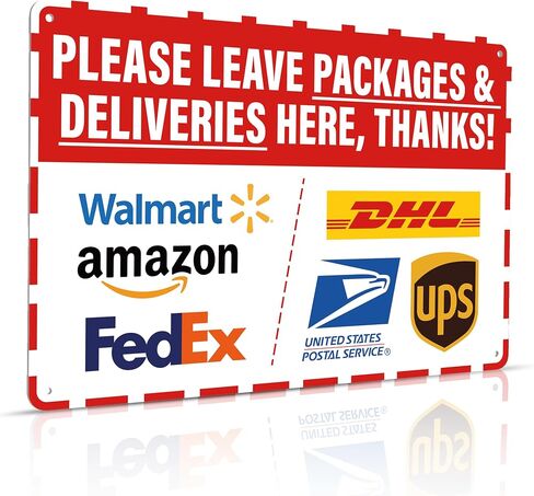 يرجى ترك الحزم والتسليم هنا بفضل تعليمات تسليم الإشارة على حزمي من Amazon FedEx USPS UPS لافتات خارجية داخلية للمكتب المنزلي in Kuwait