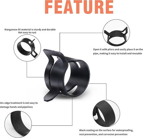 100Pcs 6-25mm Spring Band Hose Clamp Assortment Kit with Pliers Vacuum Hose Water Pipe Clamp in Kuwait