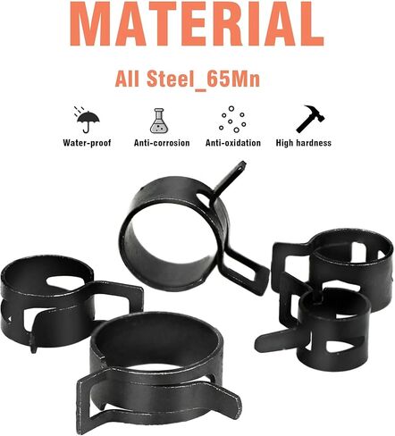 100Pcs 6-25mm Spring Band Hose Clamp Assortment Kit with Pliers Vacuum Hose Water Pipe Clamp in Kuwait