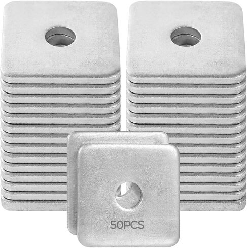 Yeesport Galvanized Square Washers Plate 50 PCs ، Fool Carbon Gathers Plater Fortener ، 50mm × 50 مم ، سمك 3/16 بوصة ، ملاءمة بدقة مع قطر داخلي 13 مم in Kuwait