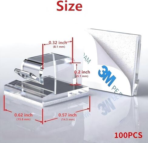 UMPE 100PCS Clear Cable Clips, Self-Adhesive Wire Organizer Cord Holders for Desk Wall Car TV, No Drill Cable Management Clips for Ethernet USB HDMI Cables, Home Office Garage Use in Saudi Arabia
