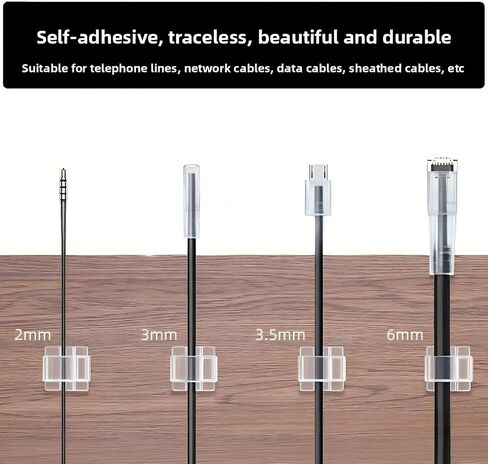 UMPE 100PCS Clear Cable Clips, Self-Adhesive Wire Organizer Cord Holders for Desk Wall Car TV, No Drill Cable Management Clips for Ethernet USB HDMI Cables, Home Office Garage Use in Saudi Arabia
