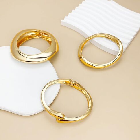 KOLODOGO Chunky Cuff Bangle Bracelets for Women Irregular Hinged Arm Cuff Open Hammered Wide Bracelet as Jewelry Gift in Kuwait