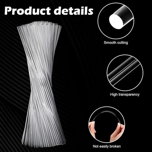 120 Pcs Clear Acrylic Rods 3 mm 8 Inch Diameter Dowel Rods Round Plastic Strip Cake Lollipop Topper Sticks DIY Crafts Party Decorations Supplies for Chocolate Wedding Halloween Christmas in Saudi Arabia