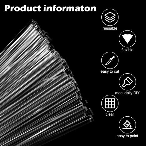 120 Pcs Clear Acrylic Rods 3 mm 8 Inch Diameter Dowel Rods Round Plastic Strip Cake Lollipop Topper Sticks DIY Crafts Party Decorations Supplies for Chocolate Wedding Halloween Christmas in Saudi Arabia