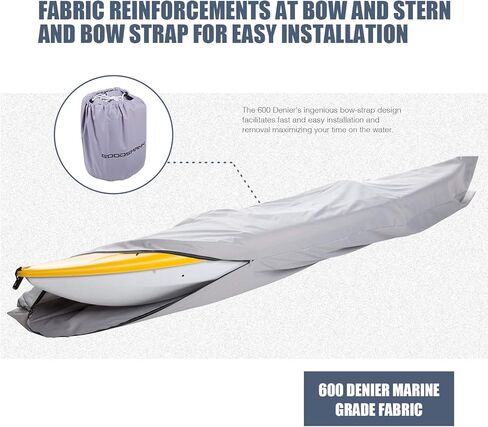 GOODSMANN Trailable Marine Grade Heavy Duty 600D Kayak Cover, Canoe Cover Fits 16ft. Length, Beam Width to 36'' 9921-0172-33 in Saudi Arabia