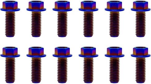 Rison Titanium ذات الحواف Hex Head Bolts M6x1.0x13mm محترقة الأزرق 6al4v الفضاء Ti Bolt Titanium Screw for Motorcycle Car Modification من 12 in Kuwait