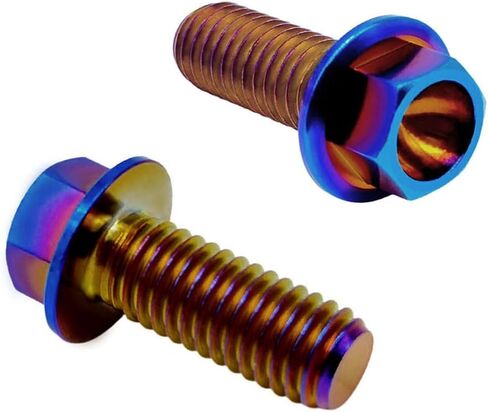 Rison Titanium ذات الحواف Hex Head Bolts M6x1.0x13mm محترقة الأزرق 6al4v الفضاء Ti Bolt Titanium Screw for Motorcycle Car Modification من 12 in Kuwait