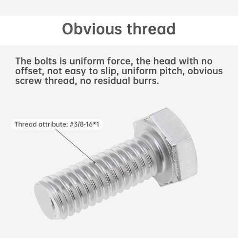 5/16-18 x 1" Hex Head Cap Screw Bolts, External Hex Drive, Stainless Steel 18-8 (304), Full Thread, 20 PCS for Construction, Agriculture and Automotive Applications (5/16-18) in Saudi Arabia