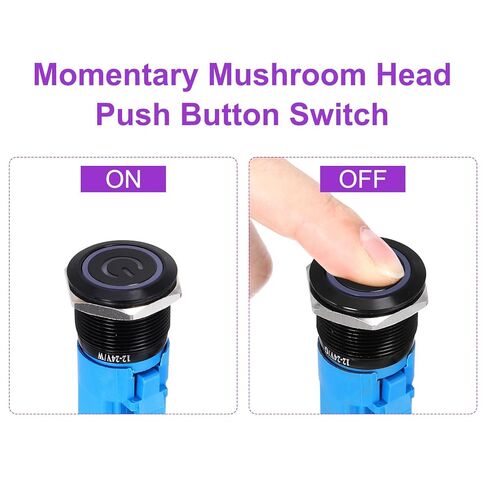 Dmiotech 2 Pack 19mm / 3/4 "Aluminium Sploy Watching Bush Bush Switch Flat Head 3A 12-24V Black Shell 5 PIN مع مفتاح مفتاح أبيض للكابل LED 1NO1NC لأنظمة قارب السيارة مخصصة in Saudi Arabia