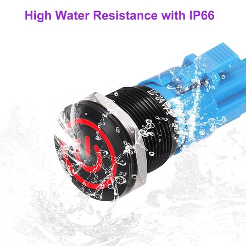 Dmiotech 2 Pack 19mm / 3/4 "Aluminium Sploy Watching Bush Bush Switch Flat Head 3A 12-24V Black Shell 5 PIN مع مفتاح مفتاح أبيض للكابل LED 1NO1NC لأنظمة قارب السيارة مخصصة in Saudi Arabia