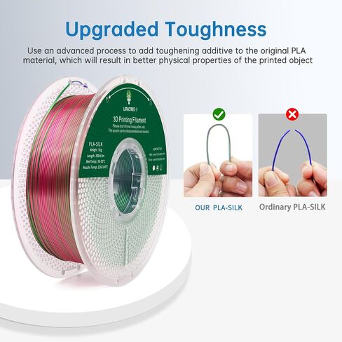 Lotactree Silk PLA Filament 1.75mm ، وردة الوردي PLA خيوط الحرير 1 كجم (2.2 رطل) ، خيوط الطابعة 3D Magenta مع +/- 0.03 ملم دقة in Kuwait