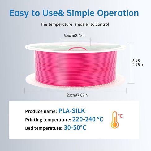Lotactree Silk PLA Filament 1.75mm ، وردة الوردي PLA خيوط الحرير 1 كجم (2.2 رطل) ، خيوط الطابعة 3D Magenta مع +/- 0.03 ملم دقة in Kuwait