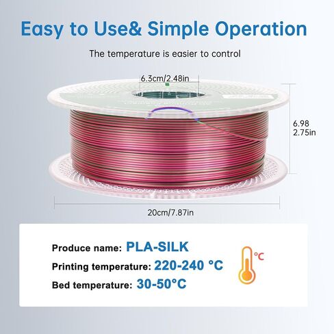 Lotactree Silk PLA Filament 1.75mm ، وردة الوردي PLA خيوط الحرير 1 كجم (2.2 رطل) ، خيوط الطابعة 3D Magenta مع +/- 0.03 ملم دقة in Kuwait
