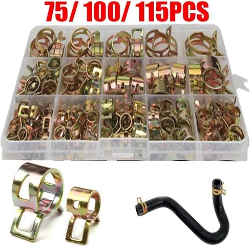 Clamp Assortment Kit, 75/100/155PCS Spring Clamps Hose Clamps Pipe Clamps Fastener Kits(75pcs 6-10mm) in Saudi Arabia