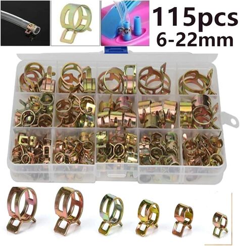 مجموعة تشويش المشابك ، 115 PCS Spring Hose Clamps 6-22mm المشابك الزنبركية خرطوم مشابك الهواء مثبت in Saudi Arabia