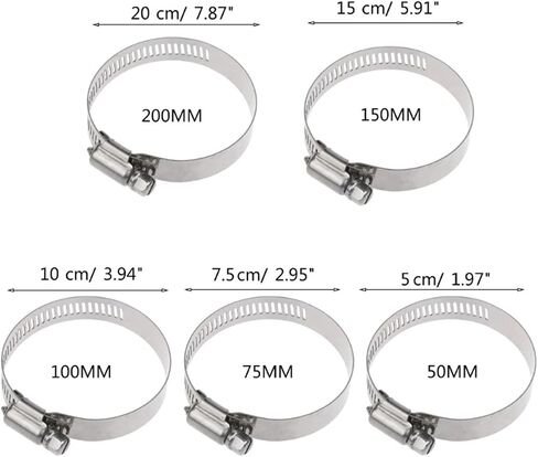 Clamp Assortment Kit, 50-200mm Stainless Steel Hose Clamp Adjustable Hose Clamp Spring 1pcs(75mm) in Saudi Arabia