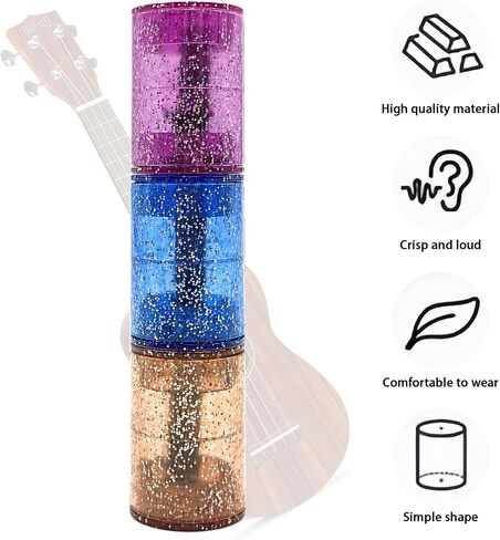 finger sand hammer rhythm sand instrument accompaniment sand egg suitable for ukulele, guitar, mandolin, banjo, percussion sand hammer (glitter three-color version) in Saudi Arabia