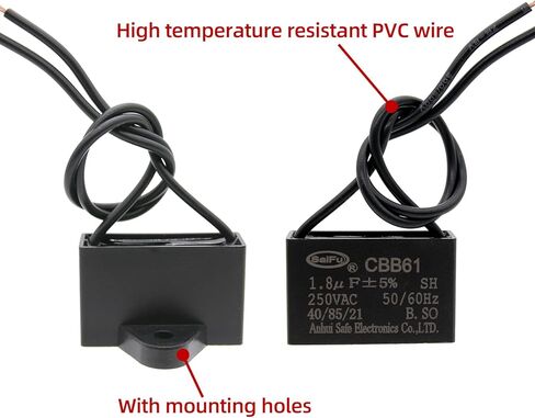 CBB61 4UF 2 -WARE 250V AC CAPACITOR - حزمة من 2-50/60 هرتز - مكثفات أفلام البولي بروبيلين متوافقة مع ترحيل الطاقة الكهربائية المكثف in Kuwait