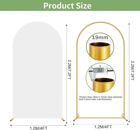 7.2 FT Wedding Arch Backdrop Stand and White Arch Cover Set | Metal Arch Stand with Arch Stand Cover for Birthday Party Wedding Ceremony Bridal Baby Shower Event Decor in Saudi Arabia