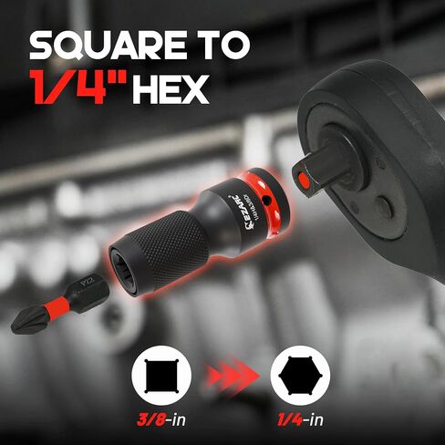 EZARC 4 Pcs Impact to 1/4 Hex Converter, 1/2 3/8 1/4-Inch Square Drive Sockets to 1/4-Inch Hex Adapter, Impact Wrench Adapters for Ratchet Wrench Drivers, Impact Bit Holders, Quick-Change Chuck in Saudi Arabia